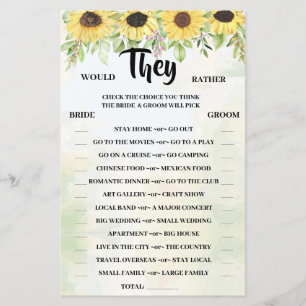 Flyer ¿Prefieren La Tarjeta De Juego De La Ducha Sunflow