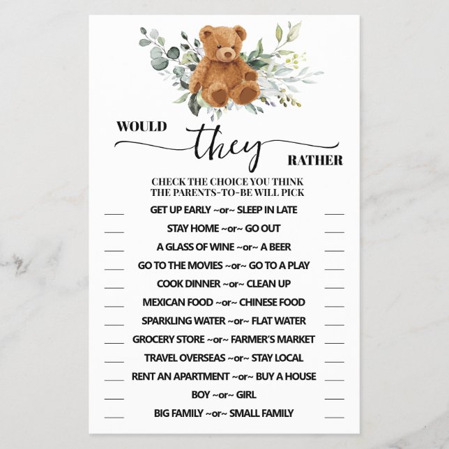 Flyer ¿Prefieren Llevar Tarjeta De Juego De Ducha De Ver (Frente)