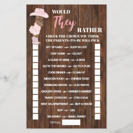 Flyer Prefieren Una Tarjeta De Juego Baby Shower De Cowg