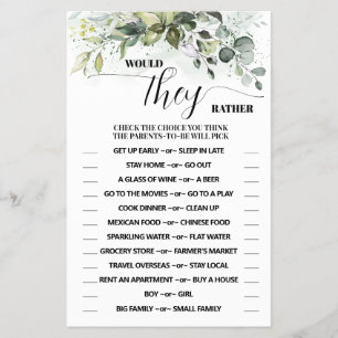 Flyer ¿Prefieren una tarjeta de juego de Baby Shower ver