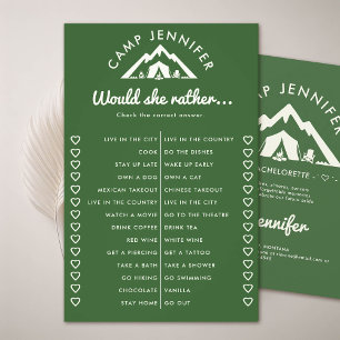 Flyer Prefiero el partido Bachelorette de Camp Green