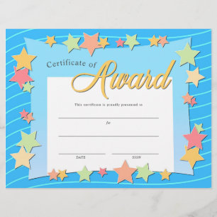 Flyer Premio de certificado de niño de estrellas de colo