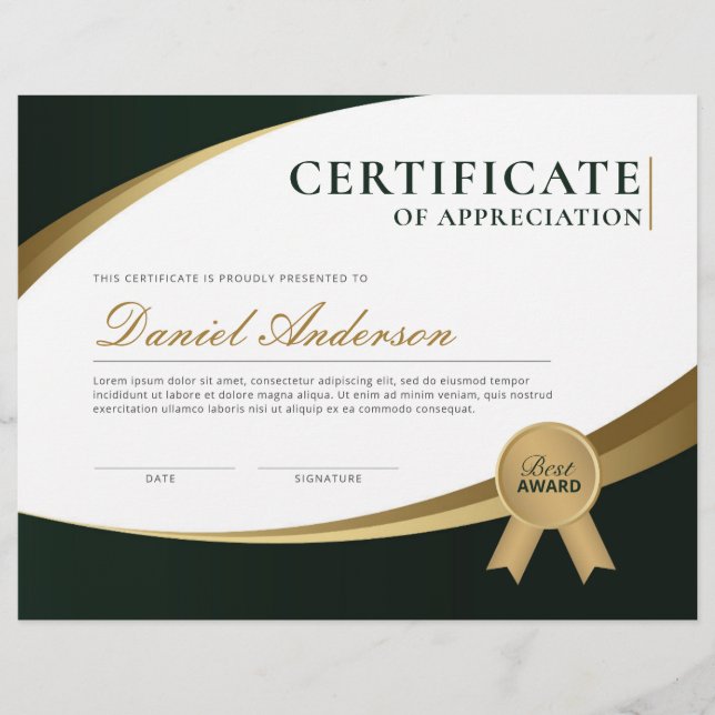 Flyer Premio de Certificado Profesional de Apreciación (Frente)