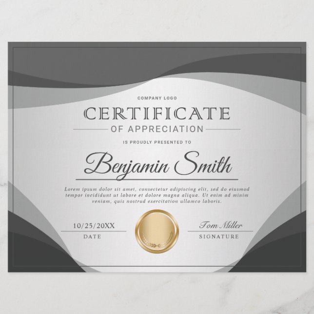 Flyer Premio de Certificado Profesional de Apreciación (Frente)
