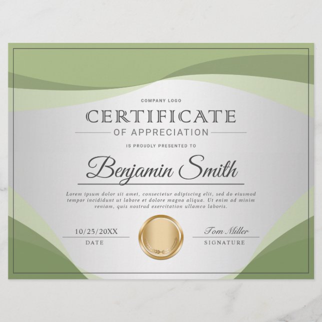 Flyer Premio de Certificado Profesional de Apreciación (Frente)