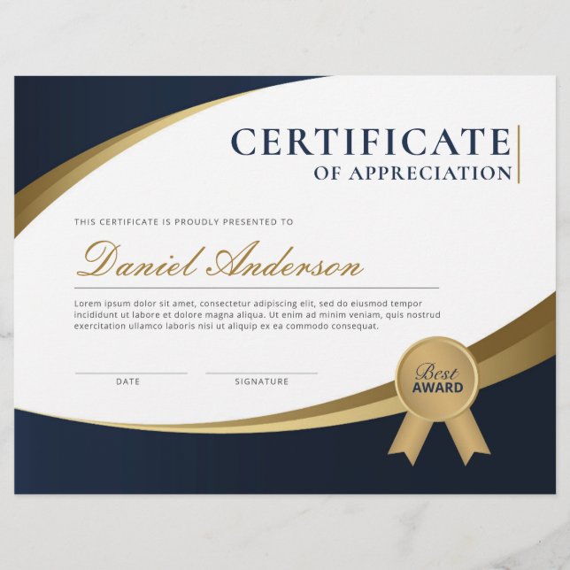 Flyer Premio de Certificado Profesional de Apreciación (Frente)