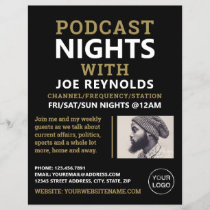 Flyer Presentador de Podcast Moderno y Elegante, Publici