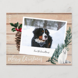 Flyer Presupuestación Feliz Navidad Madera, Perro y Foto