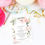 Flyer Presupuestado Rubor Rosa y Eucalipto Dulce Floral<br><div class="desc">Pintado a mano, acuarela, flores rosadas Rubor y vegetación forman una hermosa y elegante Invitación a la Fiesta de Aniversario Sweet 16. Ahorrarás dinero con esta versión (delgada) del folleto del presupuesto. (para obtener una tarjeta más gruesa, vea la colección). Crea tus invitaciones de cumpleaños rápidamente con nuestras plantillas fáciles...</div>