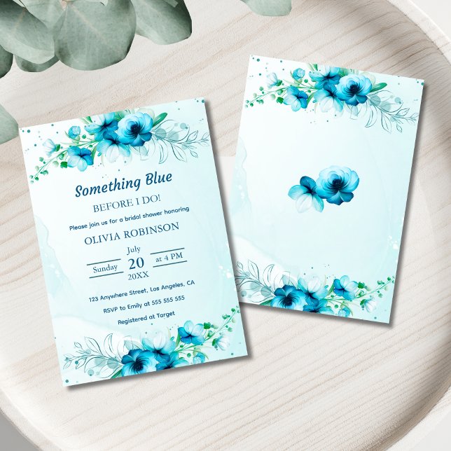Flyer Presupuestar algo de la invitación a la ducha azul (Budget Something Blue Before I Do Bridal Shower Invitation )