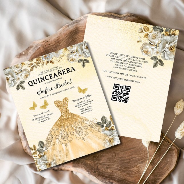 Flyer Presupuestario Floral Gold QR Código Princesa Quin (Subido por el creador)