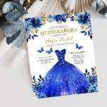 Flyer Presupuestario Floral Real Princesa Azul Quinceane<br><div class="desc">Celebra tu día especial con la invitación de la floral princesa de la mariposa azul azul Quinceañera. Con un impresionante telón de fondo azul real adornado con delicados acentos florales y mariposas encantadoras, este elegante diseño captura la belleza y la gracia de una quinceañera. Perfecto para una celebración de temática...</div>