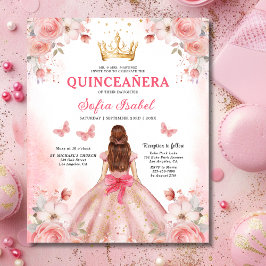 Flyer Presupuestario Floral Rosa Bilingüe Español Quince