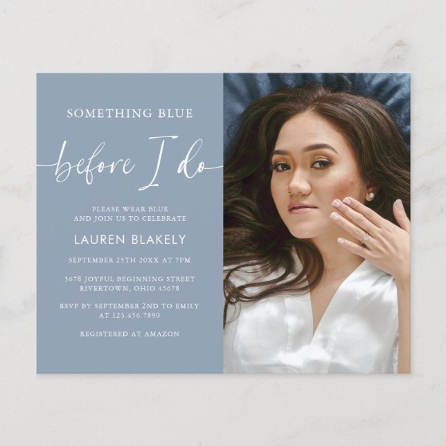 Flyer Presupuestario Moderno Algo Azul Ducha De Novias (Frente)