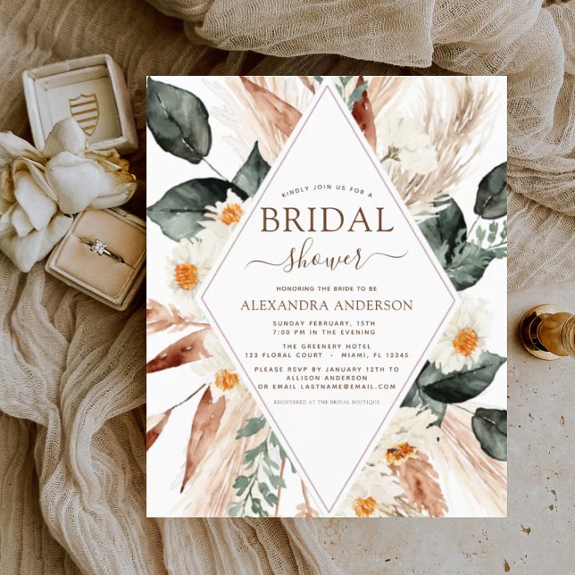 Flyer Presupuestario Pampas Grass Bridal Shower Boho Euc (Subido por el creador)