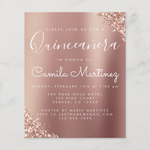 Flyer Presupuestario Quinceanera Rubor Pink - Rosa Purpu