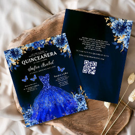 Flyer Presupuestario Real Azul Código QR Princesa Quince