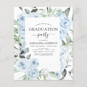 Flyer Presupuesto 2022 Floral de Graduación Azul Polvori