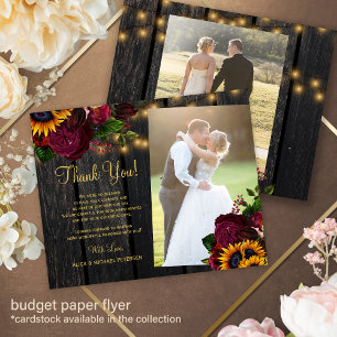 Flyer Presupuesto 2 fotos rosas girasoles boda agradecim