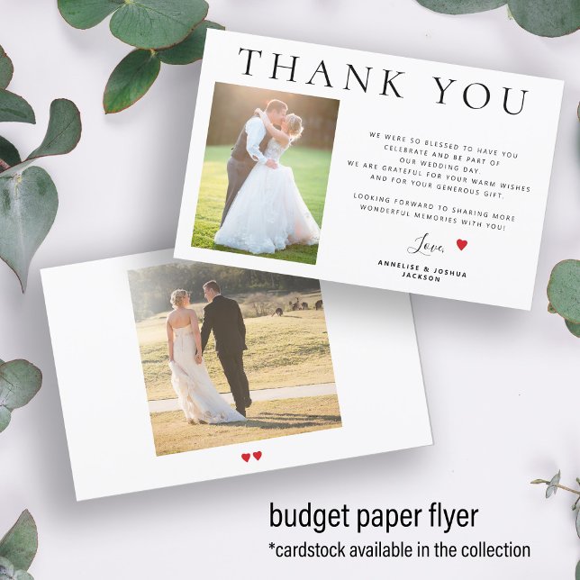 Flyer Presupuesto 2 fotos simple boda moderno gracias (Subido por el creador)