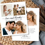 Flyer Presupuesto 3 Boda de Collages de fotos Gracias Vo<br><div class="desc">Económico, Minimalista, Moderno, Elegante (3) Collage de fotos Amor y Gracias Boda de escritura caligráfica Gracias viajero de bajo presupuesto personalizado. Elegante plantilla de agradecimiento boda con tres fotos en la parte delantera y una en la parte posterior. ***POR FAVOR, TEN EN CUENTA QUE! *** PAPEL PRESUPUESTARIO/VOLADOR ES PAPEL DELGADO....</div>