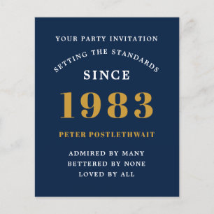 Flyer Presupuesto 40 cumpleaños 1983 Invitación Oro Azul