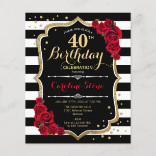 Flyer Presupuesto 40 cumpleaños - Invitación a Rosas de
