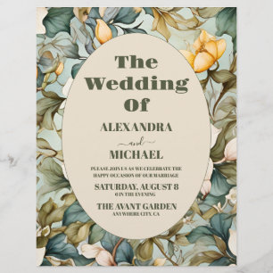 Flyer Presupuesto Acuarela Lirio Blanco Boda Art Nouveau