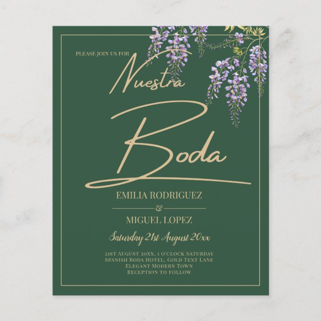 Flyer PRESUPUESTO All-in1 WISTERIA Gold Green BODA Fl (Frente)