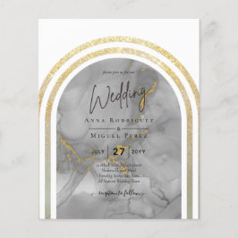 Flyer PRESUPUESTO All-In-1 Gray Gold Arch Boda moderno Q