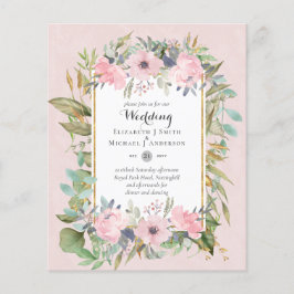 Flyer Presupuesto Asequible Boda Floral Rosa Rubor Rosa