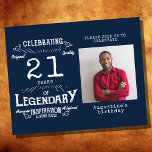 Flyer Presupuesto azul Invitación a cumpleaños 21<br><div class="desc">¡Usted o un ser querido cumple 21 años y merece lo mejor! Celebra su entrada a la edad adulta con estilo con esta invitación de 21 años amigable con el presupuesto. Muestra a tu legendario individuo con su foto favorita impresa en la parte delantera, y la parte trasera cuenta con...</div>