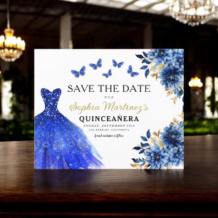 Flyer Presupuesto Azul Real Salven la fecha Quinceanera