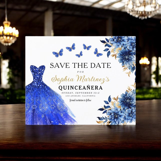 Flyer Presupuesto Azul Real Salven la fecha Quinceanera (Subido por el creador)