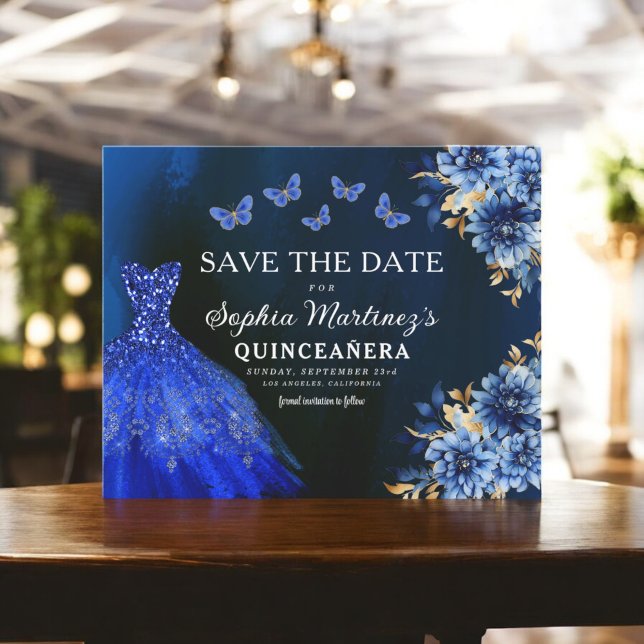 Flyer Presupuesto Azul Real Salven la fecha Quinceanera (Subido por el creador)