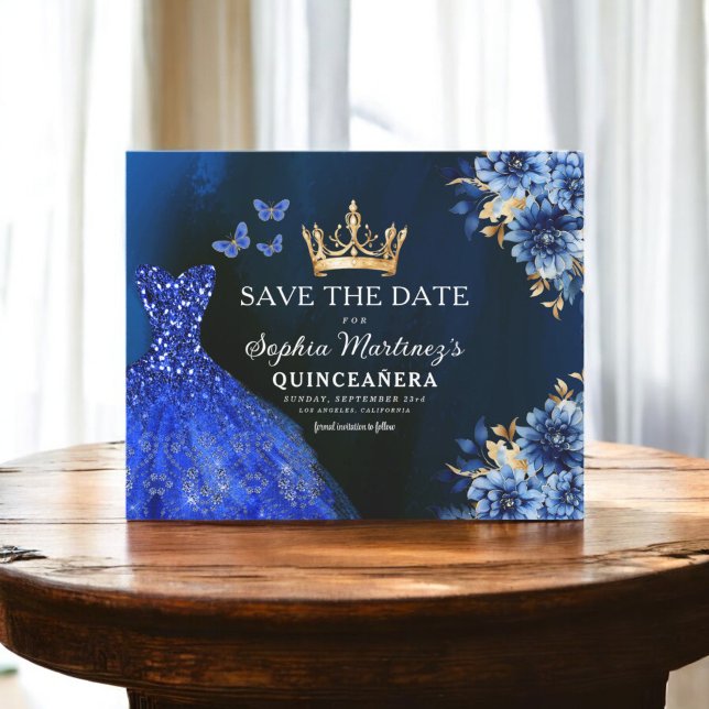 Flyer Presupuesto Azul Real Salven la fecha Quinceanera (Subido por el creador)