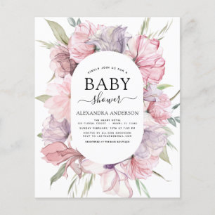 Flyer Presupuesto Baby Shower Boho Dusty Pink Purple