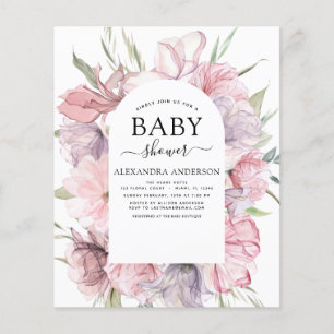 Flyer Presupuesto Baby Shower Boho Dusty Pink Purple