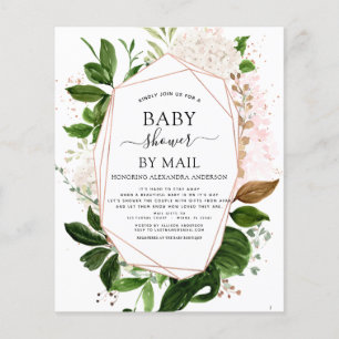 Flyer Presupuesto Baby Shower por correo verde botánico