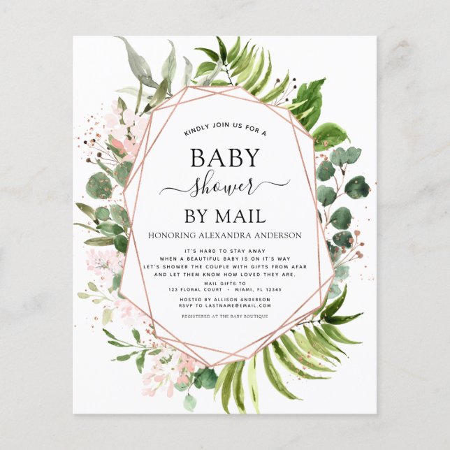 Flyer Presupuesto Baby Shower por invitación a la ecolog (Frente)