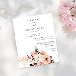 Flyer Presupuesto Beige y Rosa Beige Floral Rústico Boda