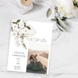 Flyer Presupuesto Blanco Boho Floral Salva la Fecha Foto