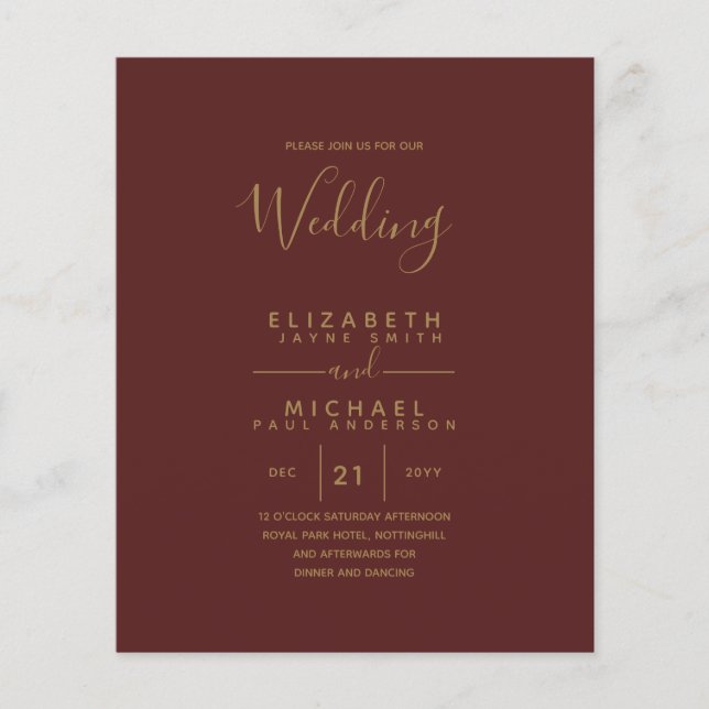 Flyer PRESUPUESTO Boda Bilingüe Español Boda Inglés (Frente)