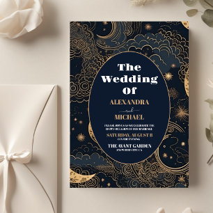 Flyer Presupuesto Boda Celestial Azul Medianoche Dorado