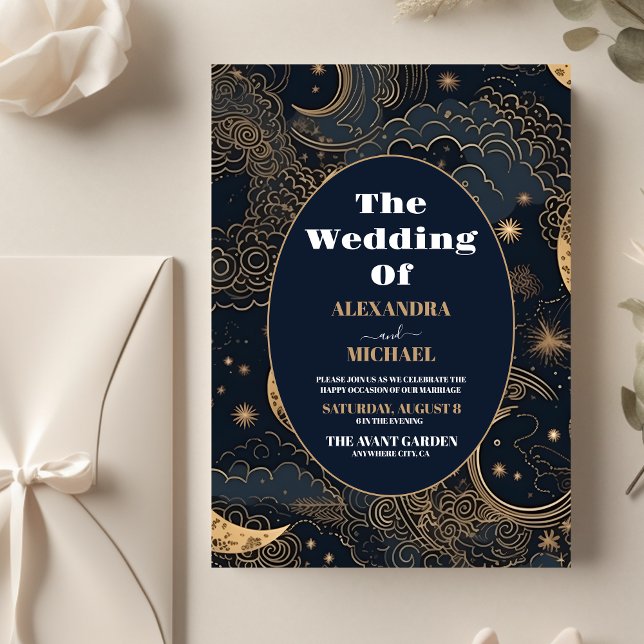 Flyer Presupuesto Boda Celestial Azul Medianoche Dorado (Subido por el creador)