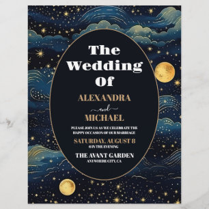 Flyer Presupuesto Boda de Estrellas Luna Azul Celestial