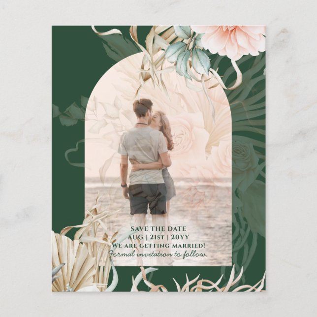 Flyer PRESUPUESTO Boda de Grasa de BOHO Verde Peach Pamp (Frente)