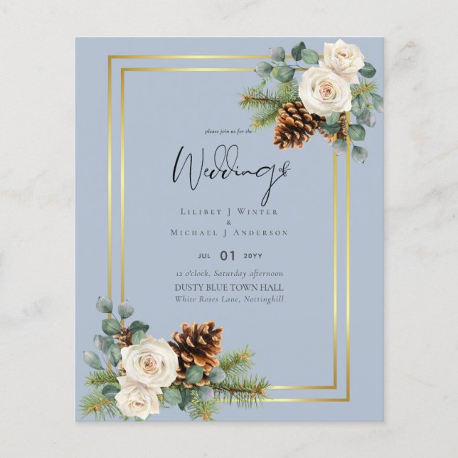 Flyer PRESUPUESTO Boda de Invierno Rosas Blancas Doradas (Frente)