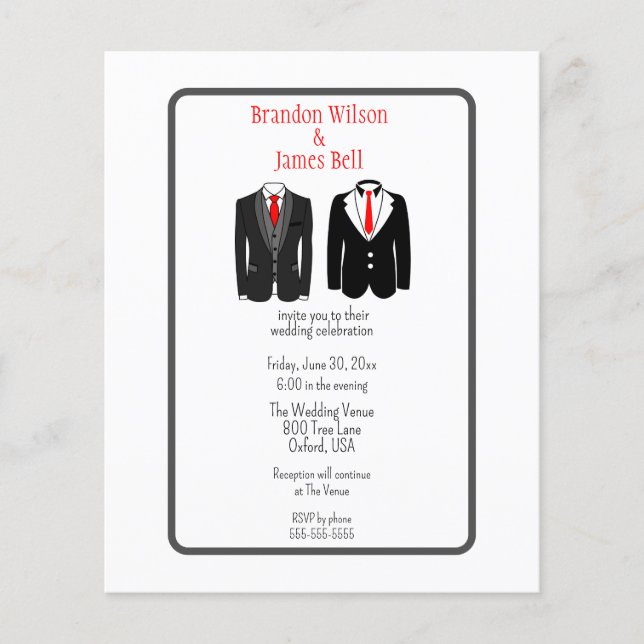 Flyer PRESUPUESTO Boda de parejas gays negras y grises (Frente)