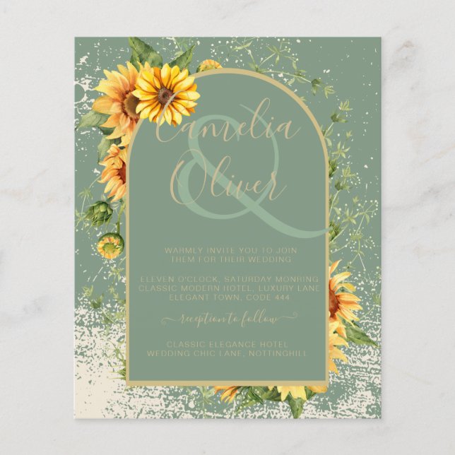 Flyer PRESUPUESTO Boda de sabios de girasol Invitar CÓDI (Frente)